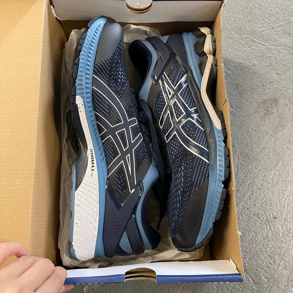 Men’s navy ASICS sneakers. Never worn